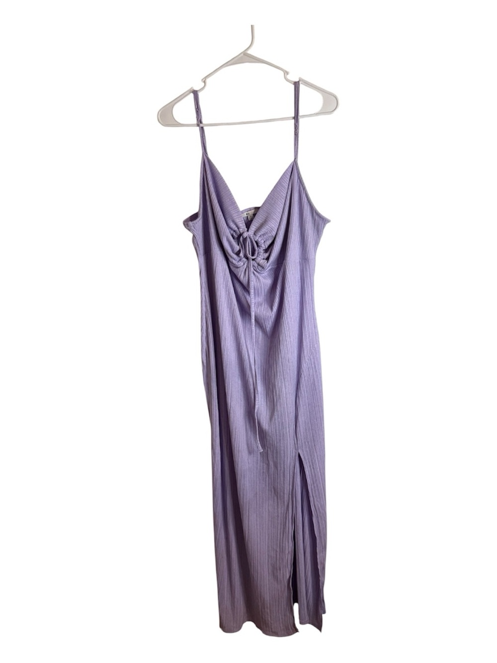 Blasé Women’s 3X Lavender Ribbed Maxi Dress Ruched Bust Side Slit Plus Size
